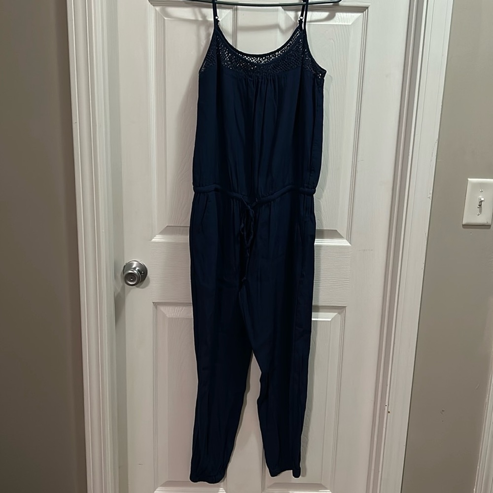 Gap blue tie waist romper jumpsuit